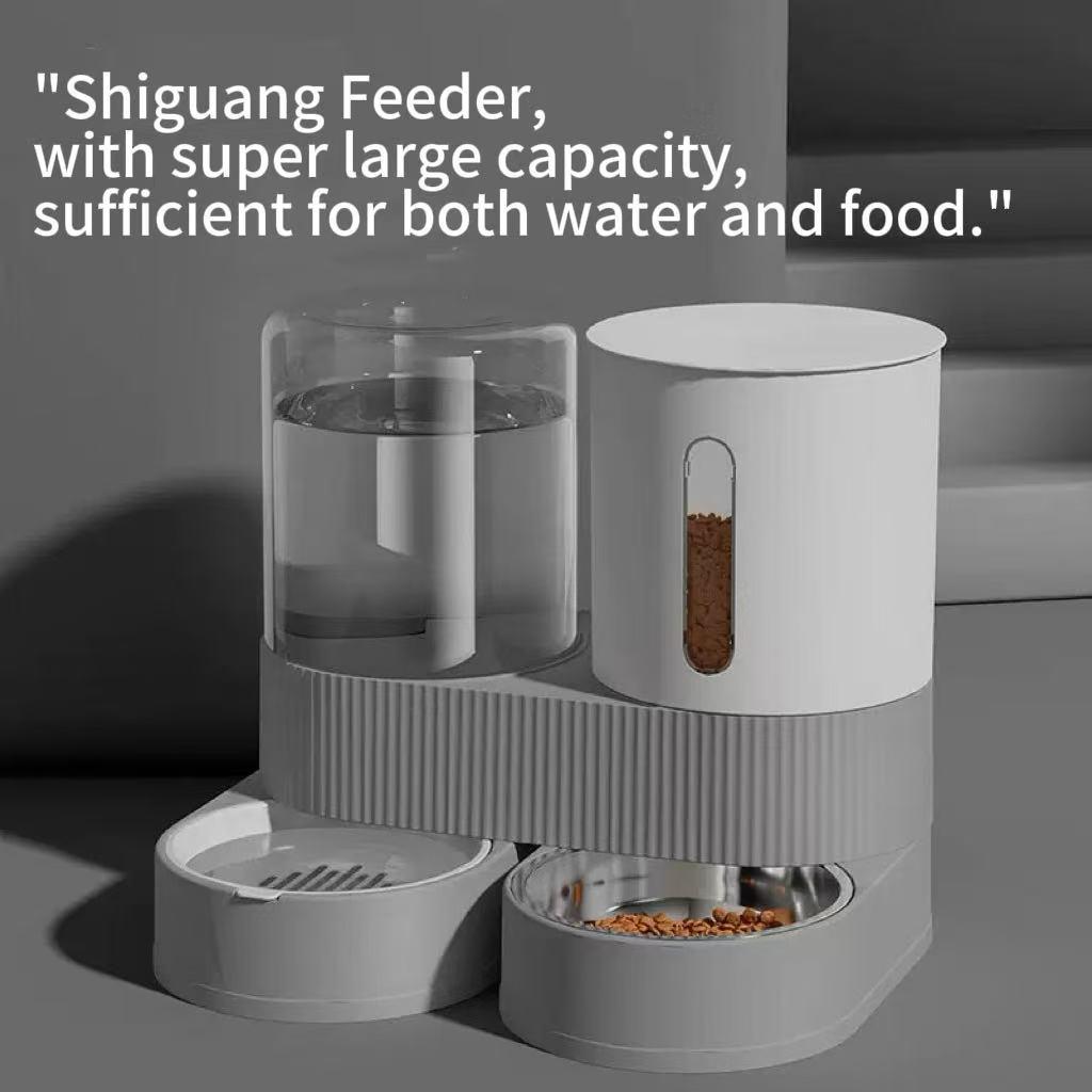New Automatic Cat and Dog Feeder & Water Dispenser Combo Dog Bowl and Cat Bowl Two-in-One Water Dispenser Stainless Steel Bowl