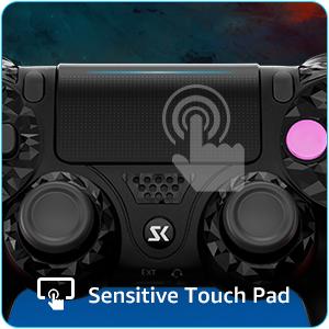 ISHAKO Wireless Game Controller For PS4/PS3/PC/Android/iOS, With Double Vibration, Six Axis Gyro, Touchpad, Built in speaker, Audio jack, Gamepad for PS4, Red PS413