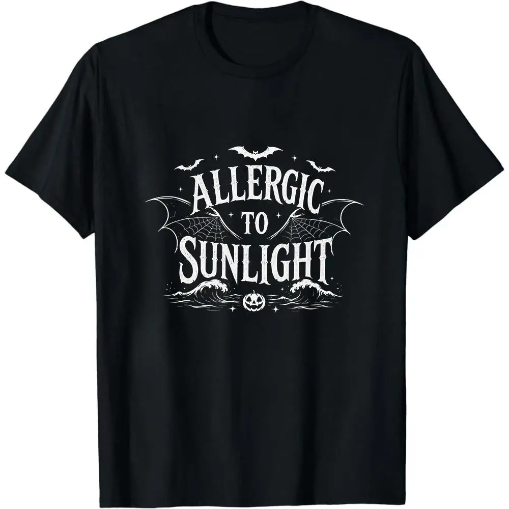 Allergic To Sunlight Shirt Funny Spooky Goth Shirt Black and White Alt Tee Sarcastic Goth Hoodie Bat Goth Summer Tee Casual T Shirts Aesthetic Graphic Tee