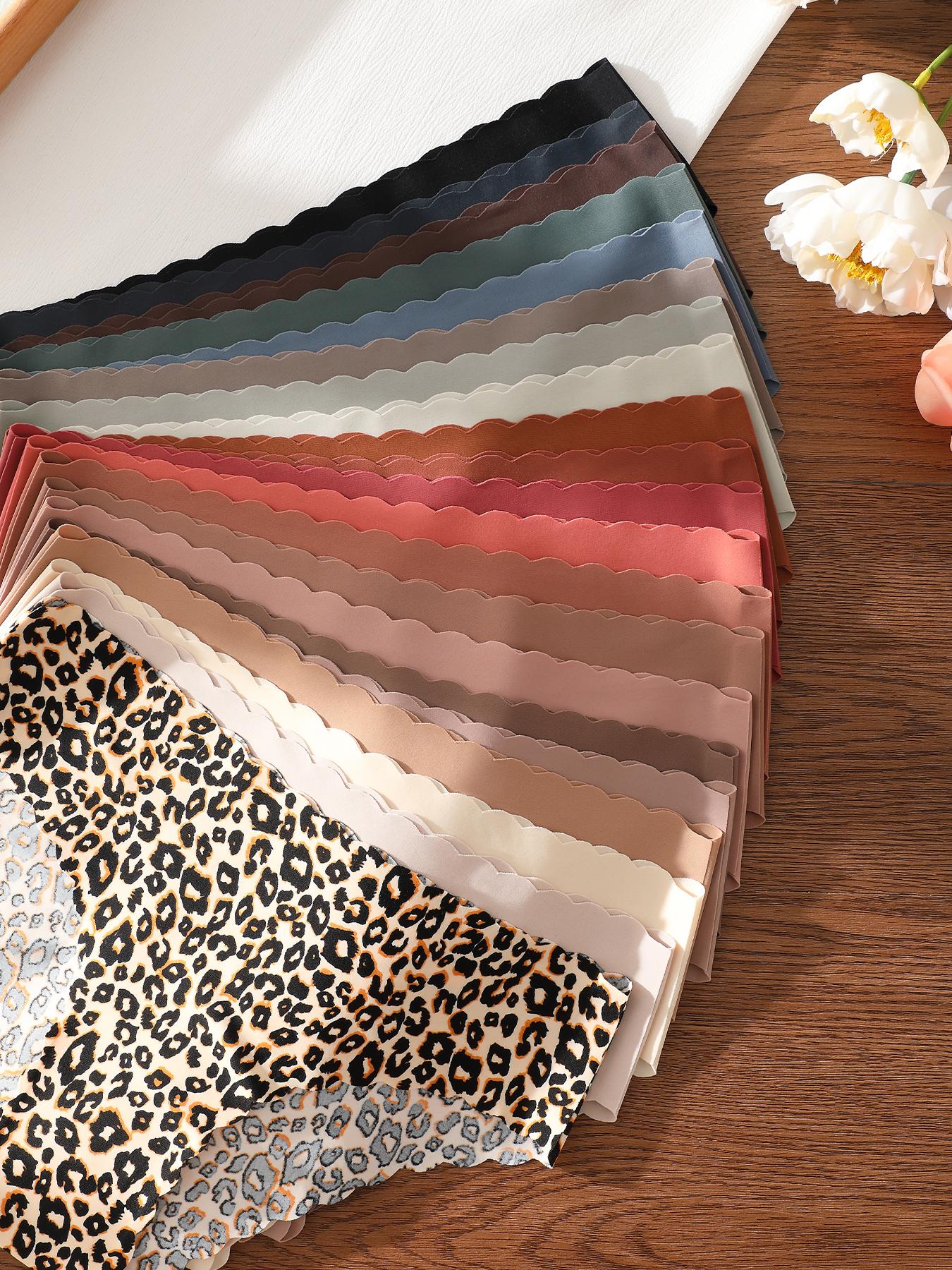 5/6/7/10/12/21-pack seamless one-piece wave-edge triangle panties, leopard print and solid color mix, comfortable, breathable, stretchy, silky women's underwear