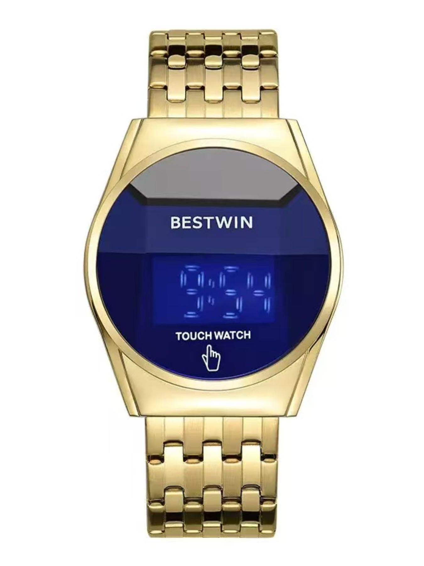 Men's Fashion Touchscreen Round Watch, High-End Accessory, Perfect Gift, Analog Quartz, Mineral Glass, Alloy Case, Buckle Closure
