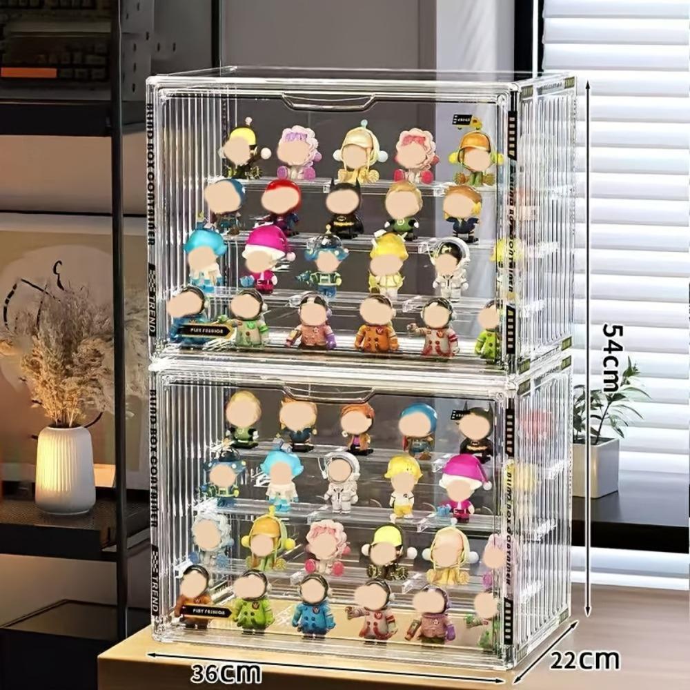4-Tier Clear Acrylic Display Case for Action Figures, Dustproof Collectibles Storage Organizer Box with Adjustable Dividers