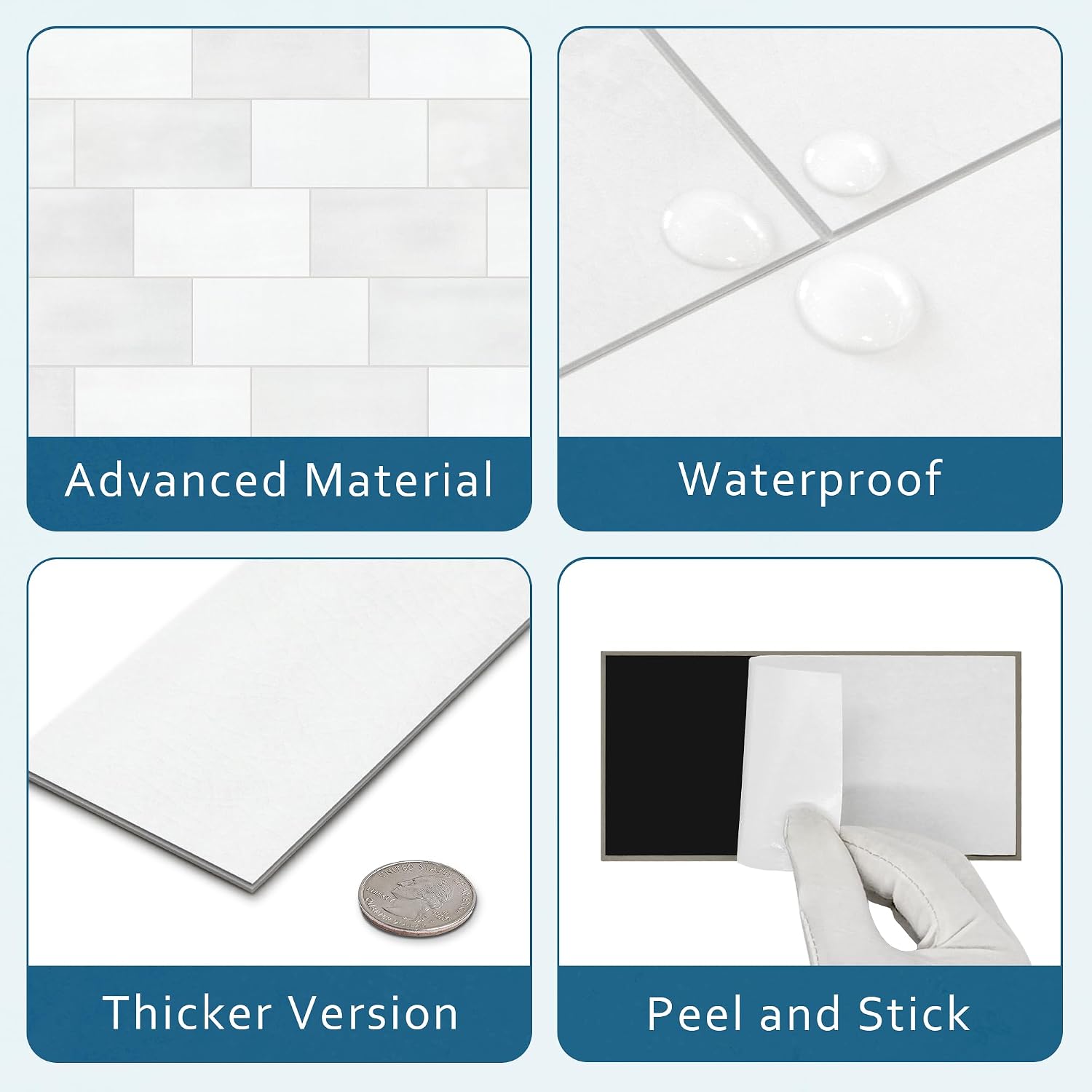 100-Sheet Subway Peel and Stick Backsplash Tile, 6" x 3" White  Stone Composite  Looks Self Adhesive  Wall Tile, Stick  Tiles for Kitchen Bathroom Shower Fireplace