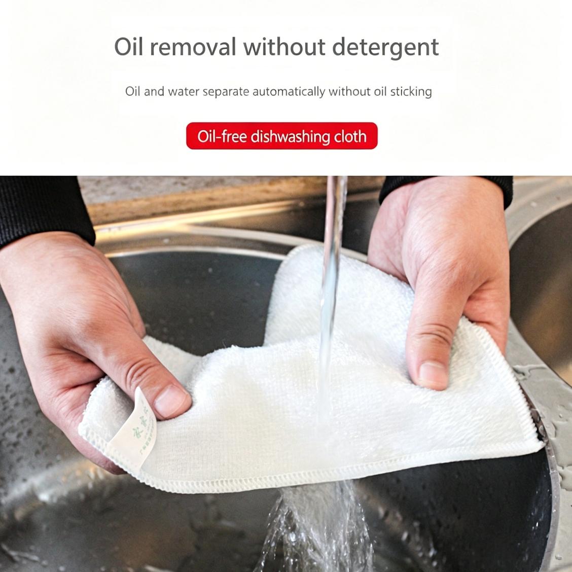 10pcs/20pcs Bamboo Fiber Cleaning Cloths, Reusable Double-Layer Kitchen Dishcloths, Non-Stick Oil, Ideal for Dishes, Tabletops, Range Hoods
