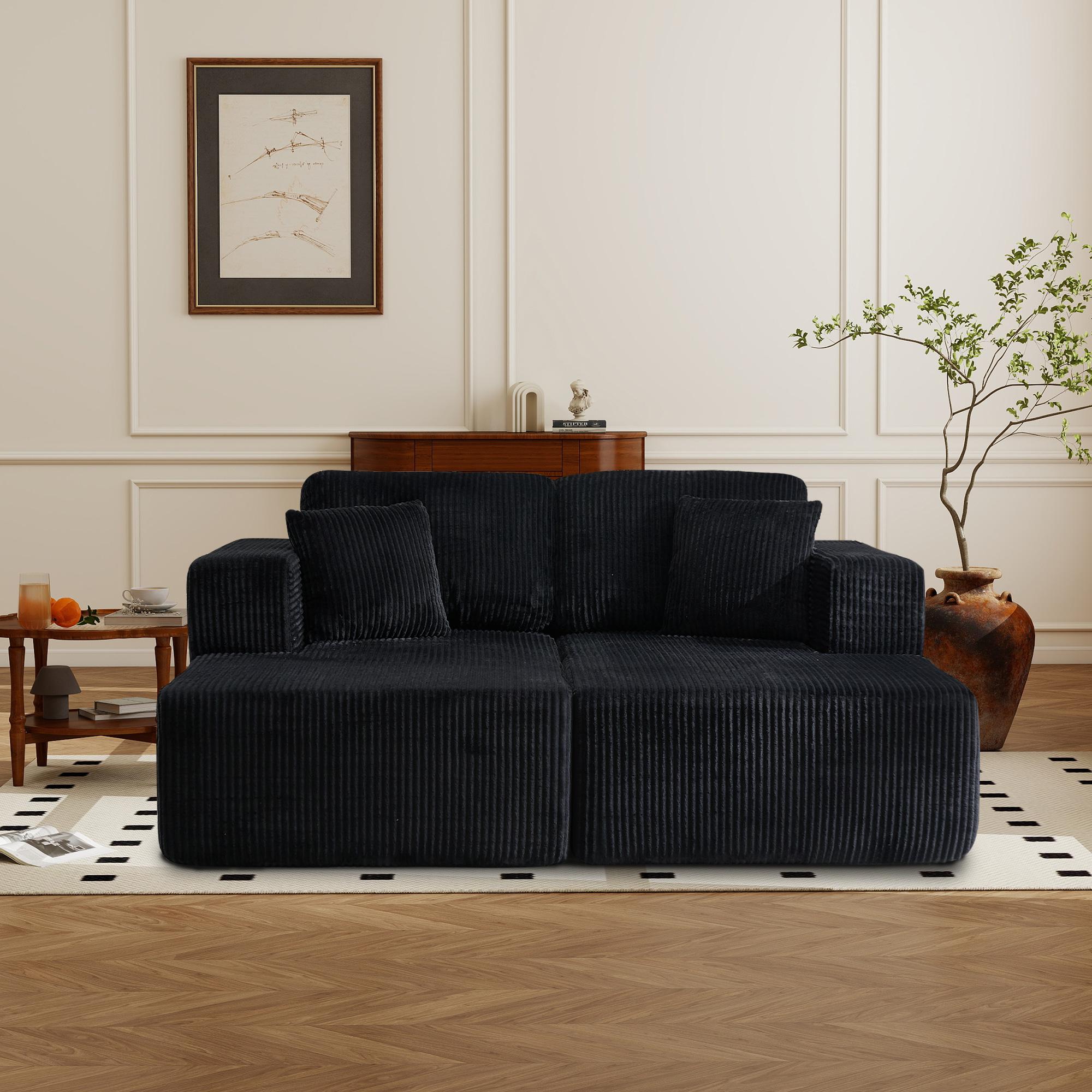 [HolidayHaul][2 Packages Shipping] Boneless Memory Foam Sectional Sofa, Corduroy Sectional Couches for Living Room, Oversized Comfy Modular Compression Cloud Sleeper Sofa with Deep Seat, No Assembly Required