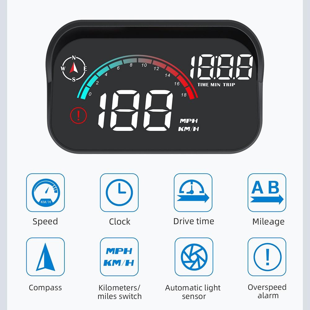 M22 Car Hud Display, Windshield Speedometer Projector, Digital GPS Speedometer, Speed and Over-Speed Display, Universal Front Screen, Car Speed Monitor