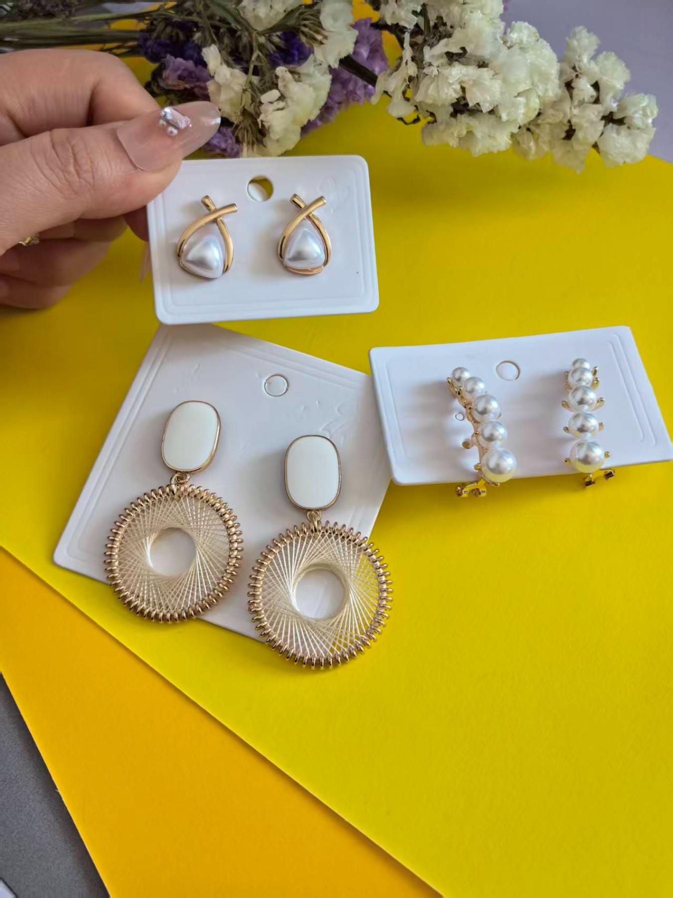 Boho Style Earrings Set, Includes Braided Hoop Earrings, Pearl Studs, Triangle Earrings, Lightweight Fashion Jewelry for All Occasions