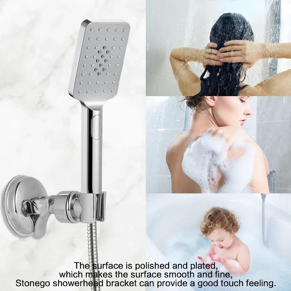 Adjustable Shower Rack Suction Cup Lotus Rainfall Holder Handheld Shower Head Bathroom Spray Nozzle Fixed Base