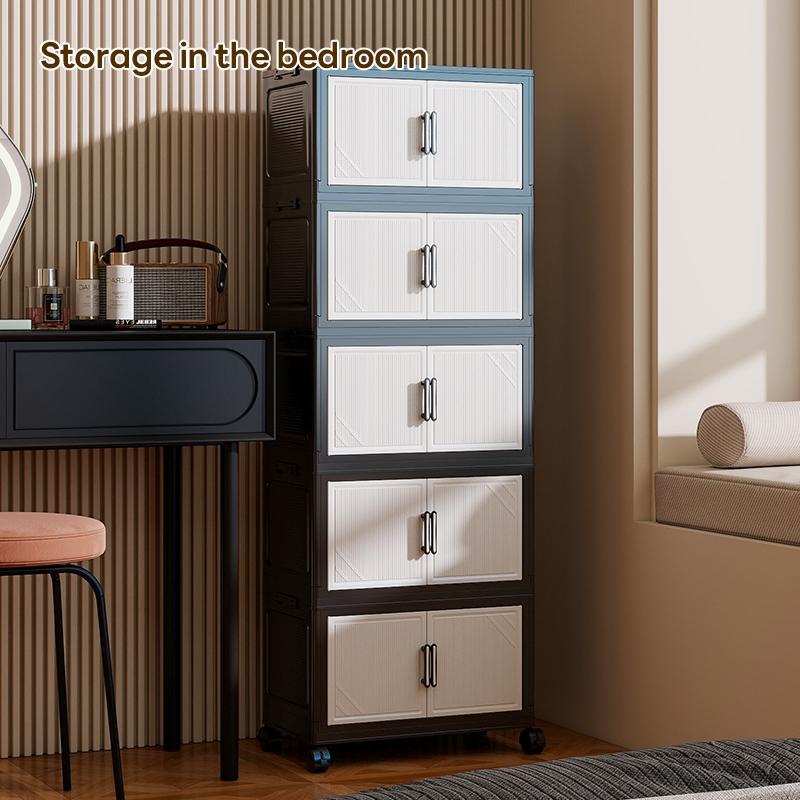 36cm*25cm/46cm*28cm Storage Cabinet, 2-6 Layers, with Wheels, Durable Plastic, Bedroom Bedside Shelf, Bookcase