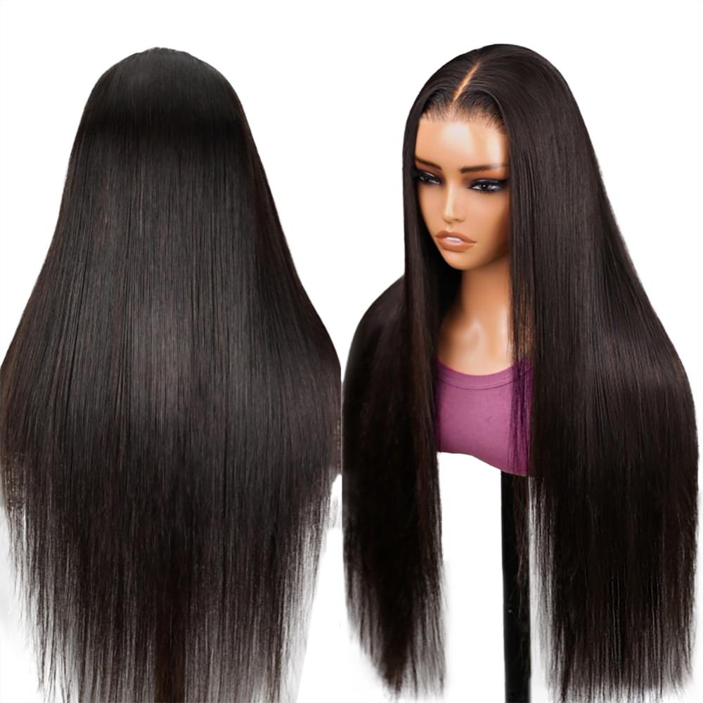 Subella Hair Glueless Straight Wigs Human Hair Pre Plucked Pre Cut HD Lace Closure Ready to Go Wigs 220% Density Natural Color