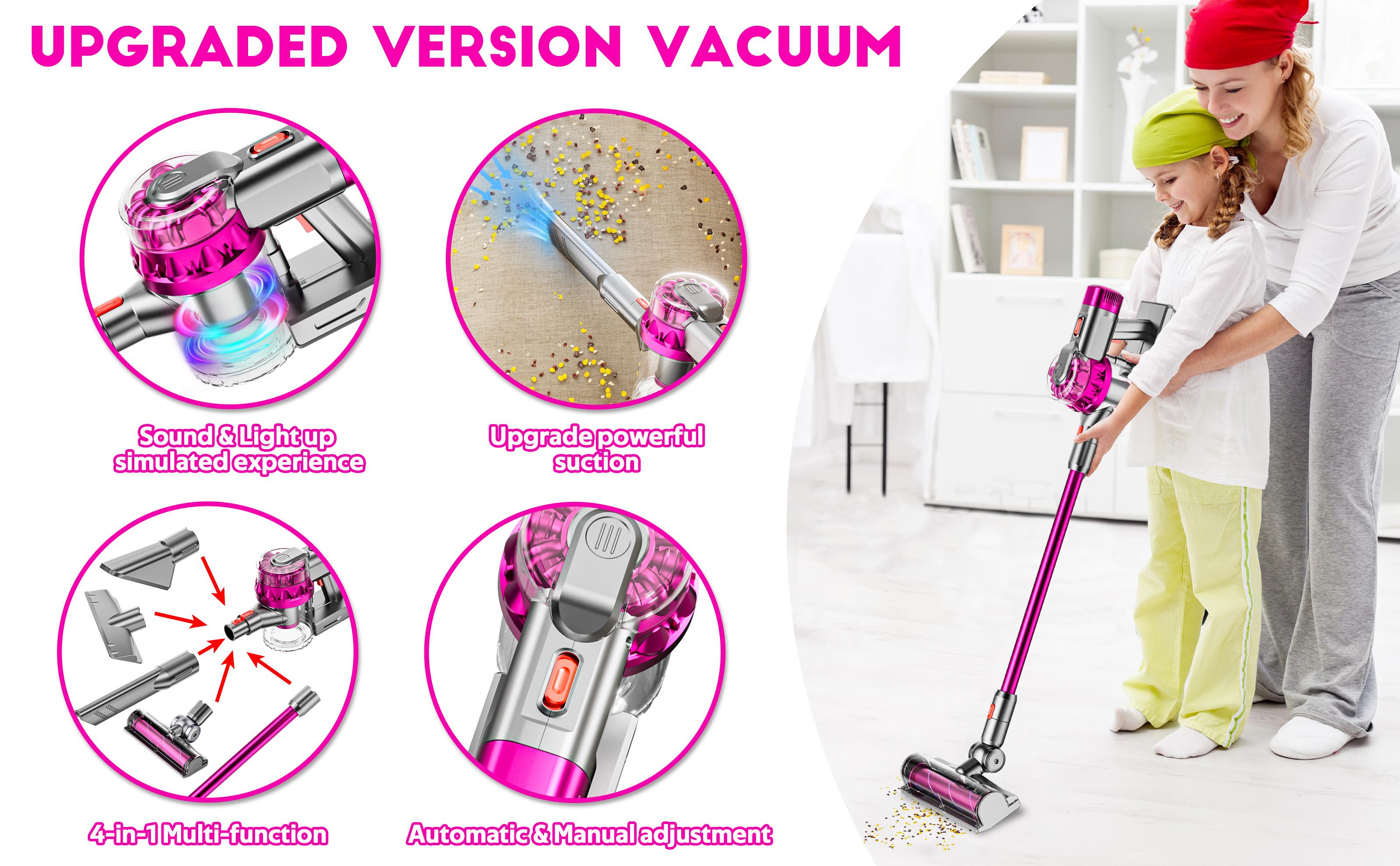 SHNAYLE TOYS4-in-1 Kids Vacuum That Really Work, Toddler Pretend Play Cleaning Toy Set W/ Light & Sound, Interactive Toy Cleaner Birthday Idea for 2 3 4 5 6+ Year Girl Boy Christmas gifts Christmas present