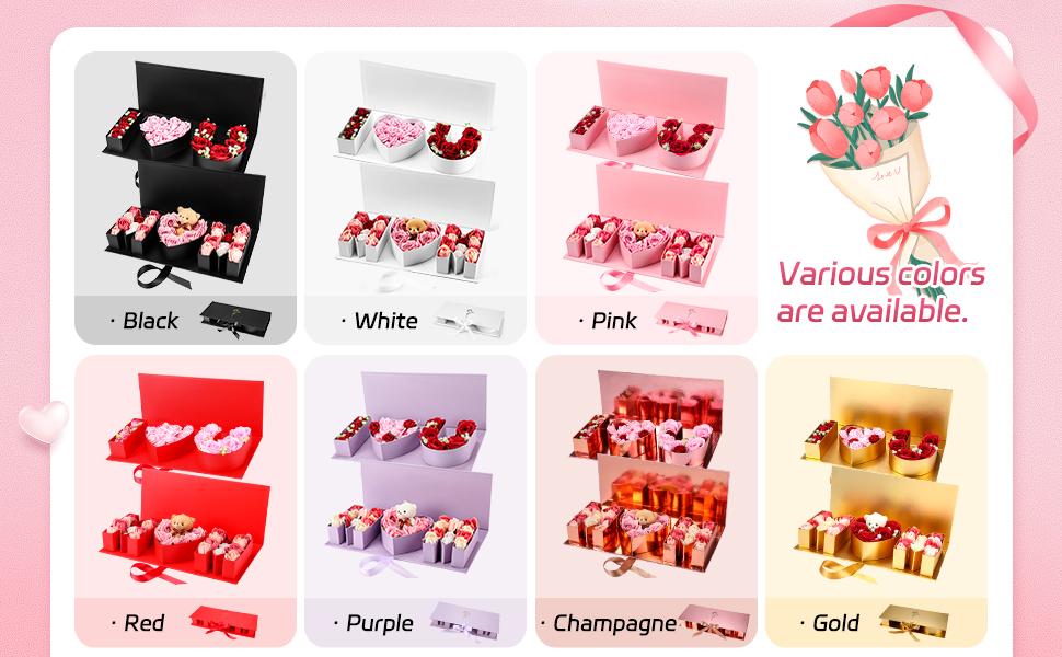 2 Pack ''MOM'' ''I Love You'' Flower Gift Letter Box Empty Cardboard Fillable Paper Gift Box Flower Chocolate Packaging Fillable Box for DIY Mother's Day Gifts Grandma Stepmother Birthday（Flowers not included）