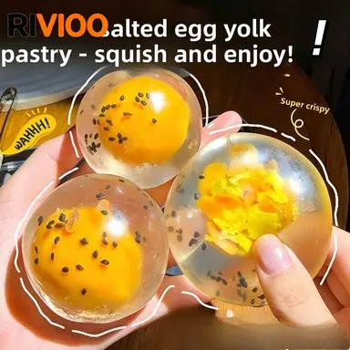 RIVIOO Moldable Egg Yolk Pastry Handmade Stress Ball Squeeze Toy Fidget Decompression Gadget Sensory Play for Anxiety Relief