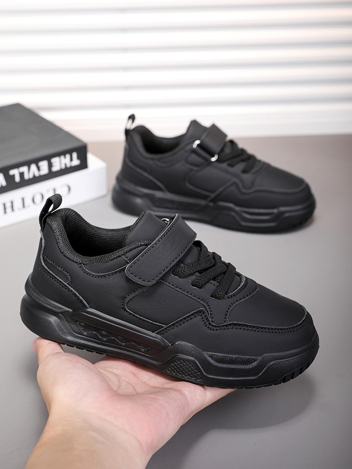 Fashionable Adjustable Low-Top Sneakers, Comfortable Lightweight Sports Shoes for Kids, PU Leather School Running Shoes, Trendy Trainers