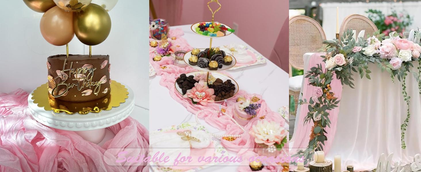 6 Pack Light Pink Cheesecloth Table Runner 23x120 inch Rustic Boho Gauze Table Runner 10 FT Long Sheer Cheese Cloth Fabric Table Runners for Romantic Wedding Bridal Shower Birthday Party Decor