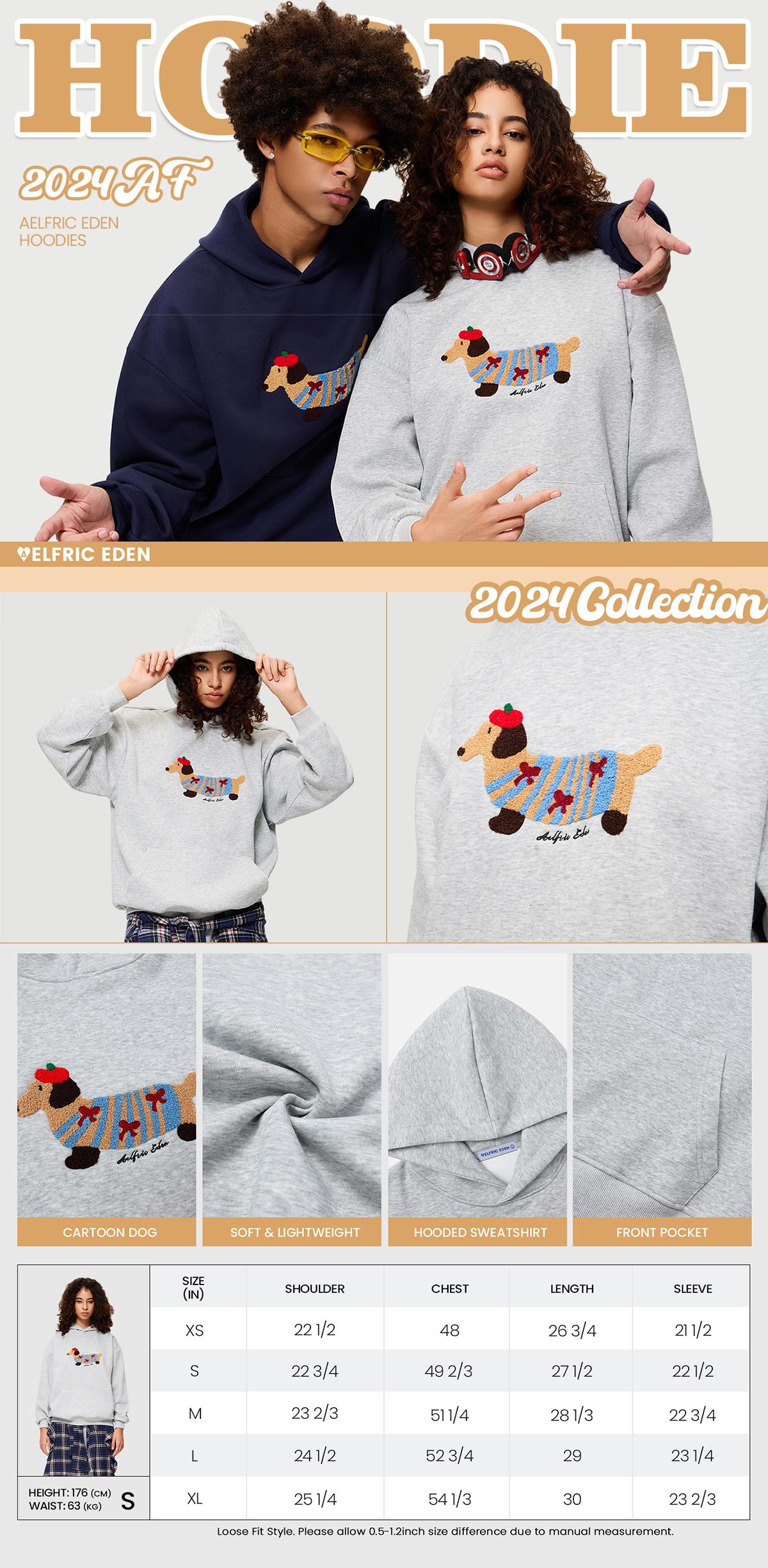 Aelfric Eden Cartoon Dog Hoodie Couple Hooded Sweatshirt Long Sleeve Pullover Oversized Hoodies 2025 Outfits