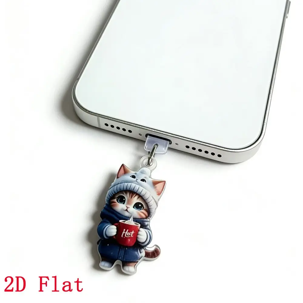 Cute Cat Design Acrylic Phone Dust Plug, 2D Cat Design Phone Dust Plug, Phone Accessories for iPhone & Android Phone, Phone Charms, Cell Phone Charm, Phone Decoration, Animal Phone Ornament, Cellphone Accessories