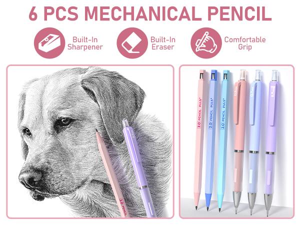 Nicpro 50PCS Aesthetic School Supplies with Cute Pencil Case, 5 Quick Dry Black Ink Pens, 12 Pastel Highlighters, 6 Mechanical Pencil 0.5, 0.7, 0.9 & 2.0 mm for Students Stationary College Essentials