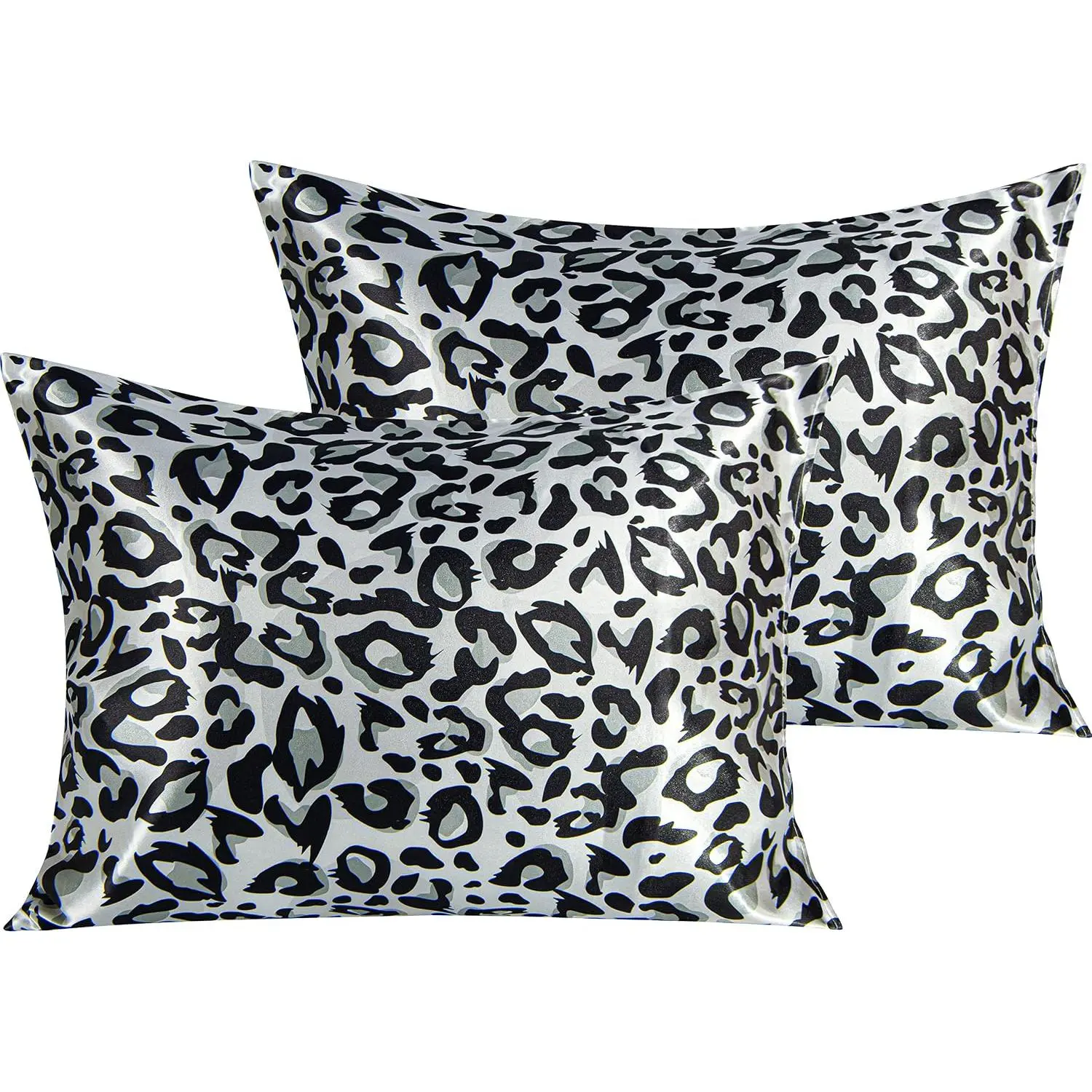 Black and White Standard Leopard Printed Pillowcases Set of 2, Modern 20x26 in Microfiber Pillowcases with Envelope Closure, Low Friction Bedding for Bedroom Decor, Pillow Inserts Not Included