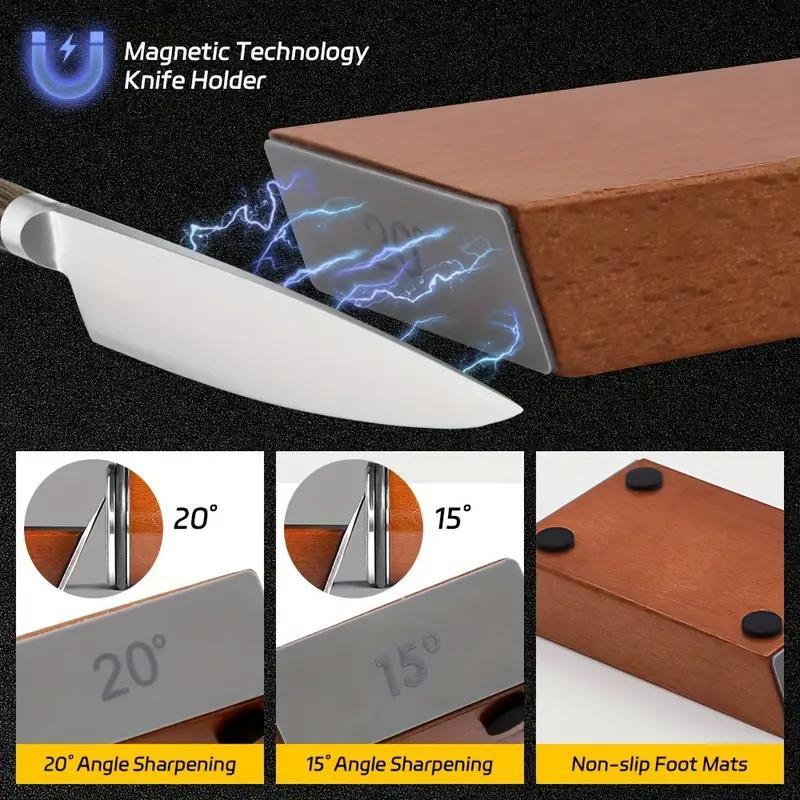 Rolling Knife Sharpener Tool Kit for Kitchen Knives, RollerKnife sharpening Stone with 15 & 20°Magnetic Angle forhoning knives pocket knife tumbler Household KnifeGadgets Cutting