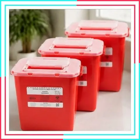 2 Gallon Sharps Containers for Home Use (3-Pack), Biohazard Needle and Syringe Disposal, Professional Medical Grade