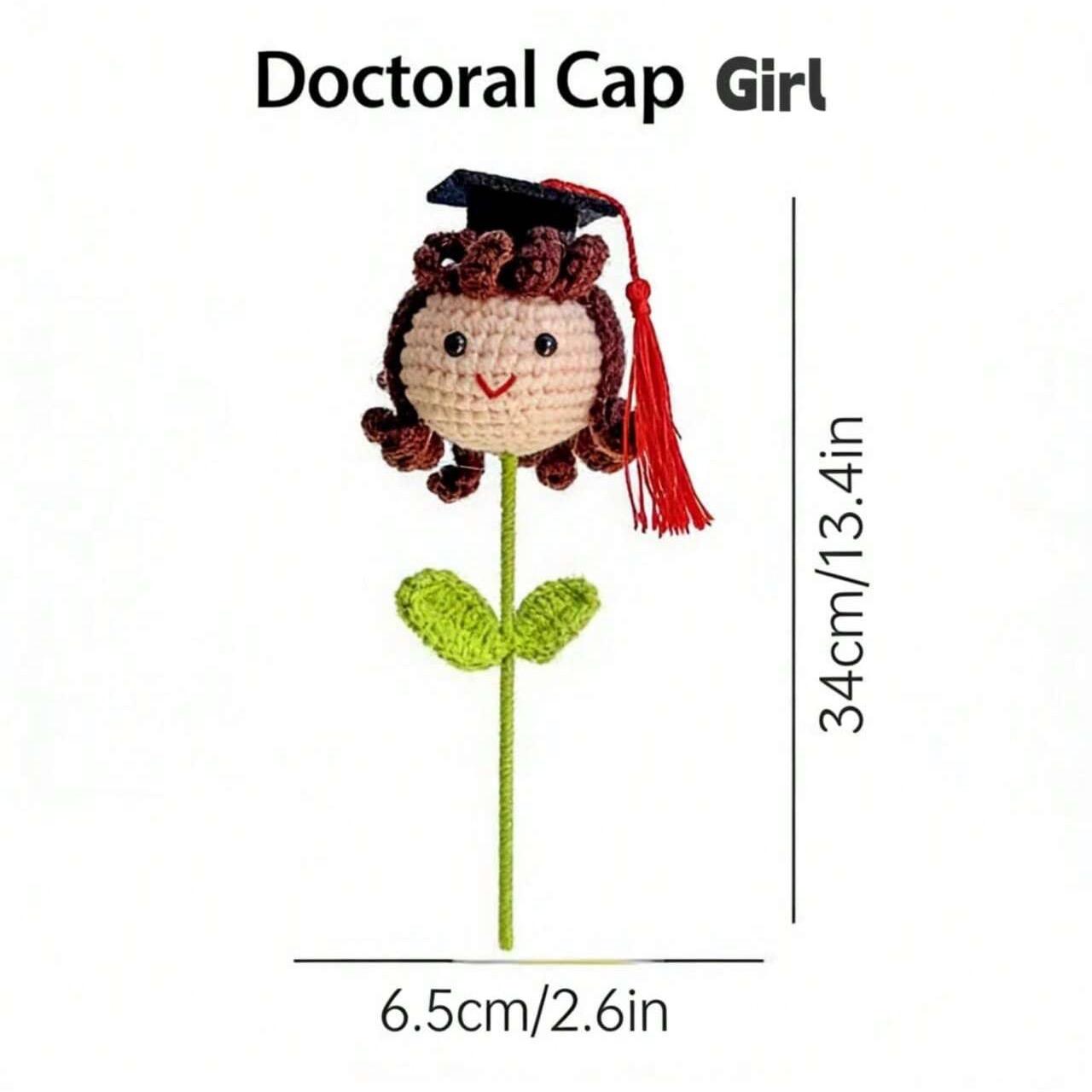 Crochet Artificial Flower Graduation Cap, Handmade Yarn Doctoral Flower Ornament, Graduation Party Decoration, Handcrafted Graduation Gift for Teachers & Friends, Unisex DIY Crochet Flower Bouquet