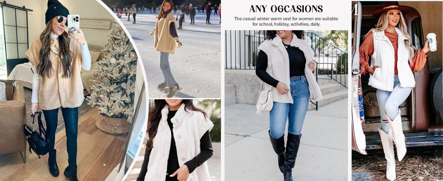 Goranbon Womens Sleeveless Sherpa Vest Lightweight Outwear Vest Fuzzy Fleece Coat Warm Vest with Pockets Goranbon Womens Sleeveless Sherpa Vest Lightweight Outwear Vest Fuzzy Fleece Coat Warm Vest with Pockets