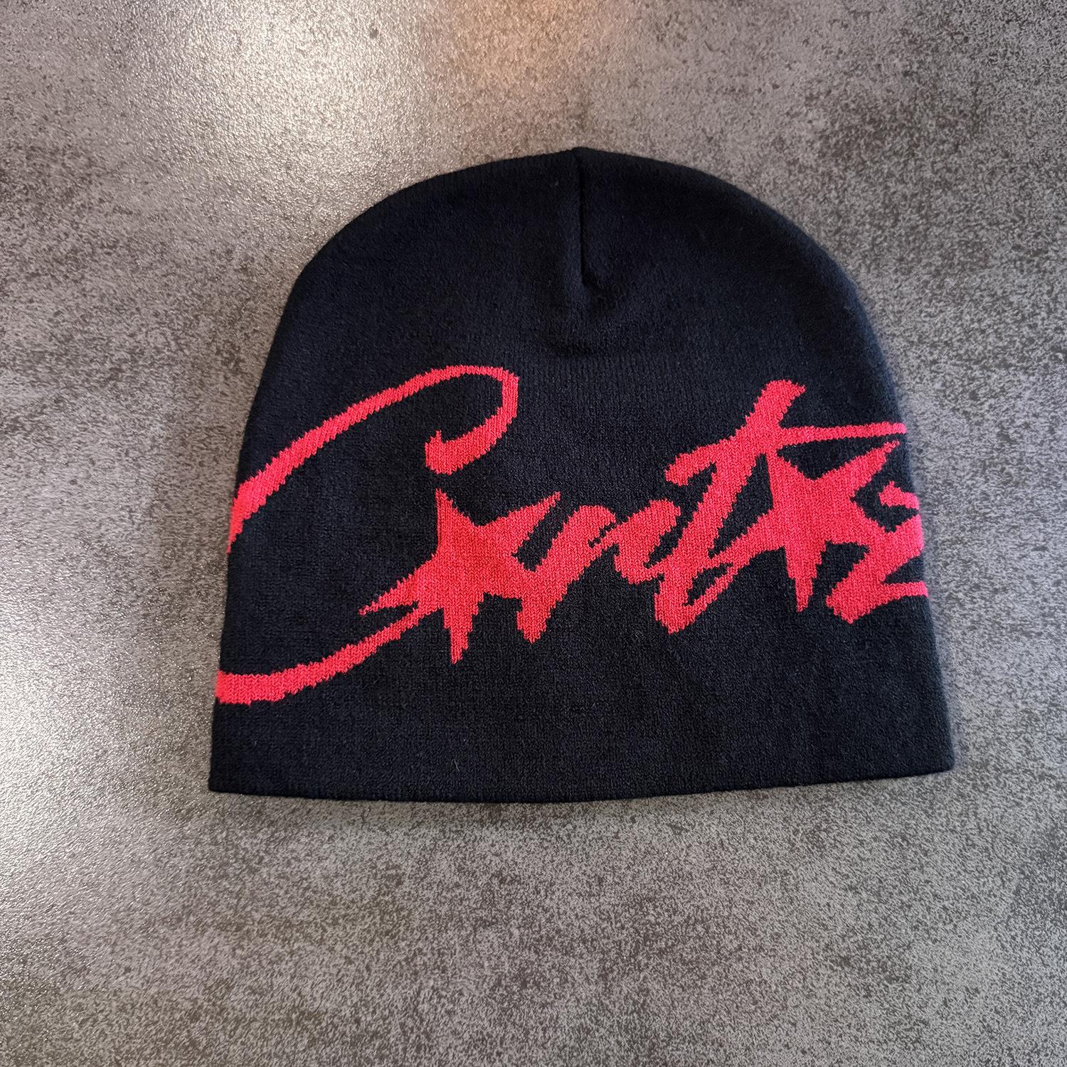 Graffiti Star Knit Beanie - Y2K Streetwear Cuffed Skullcap, Soft Warm Winter Hat for Men & Women, Hip-Hop Style, Multiple Colors