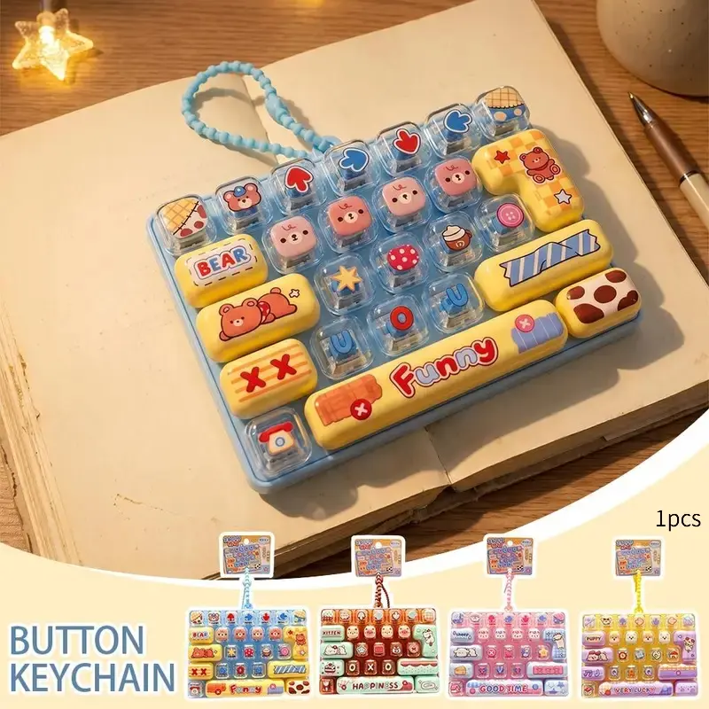 26Grid Keycap Clicker Anti Stress Fidget Keyboard Keychain Stress Relief Fidget Toy Cartoon Hand Relax Party Favor Gift