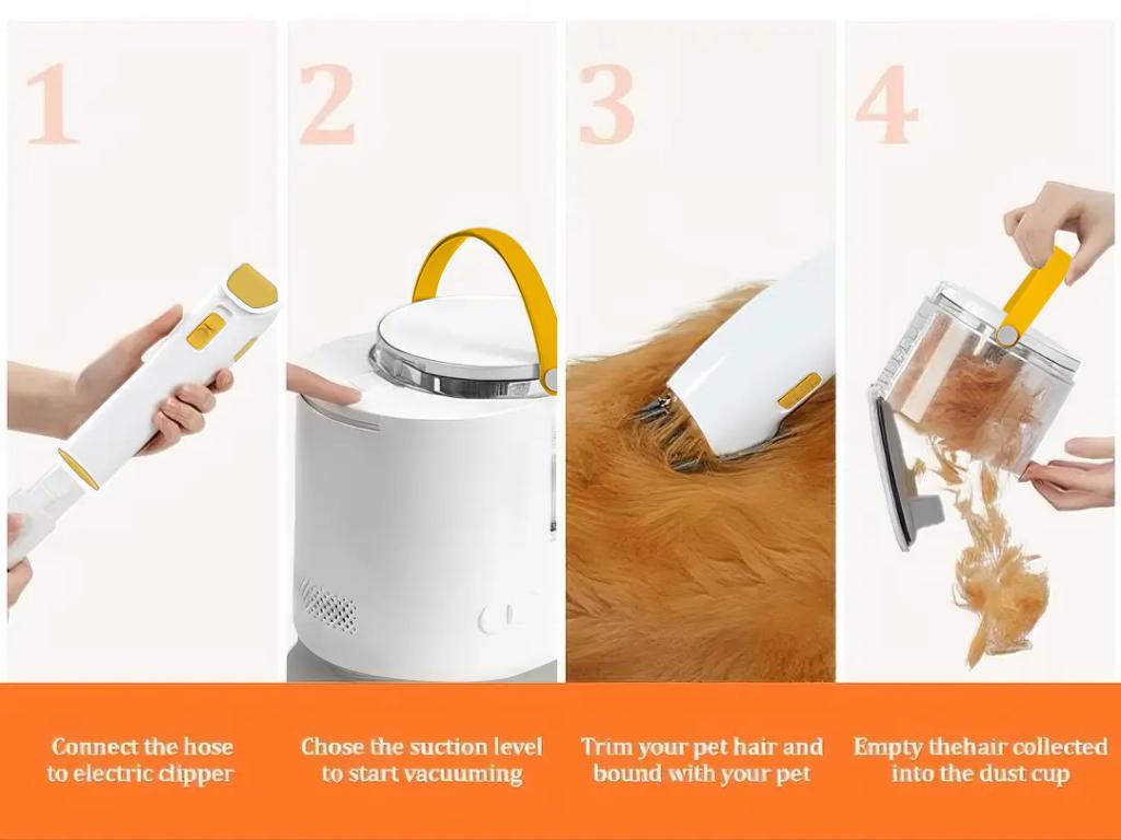 PUPPYOO 5-in-1 Pet Grooming Kit with 13000Pa Vacuum for Dogs & Cats, 1.5L Dust Cup, 4m Cord, Whisper-Quiet Operation, Adjustable Guard Combs, Hair Remover Roller