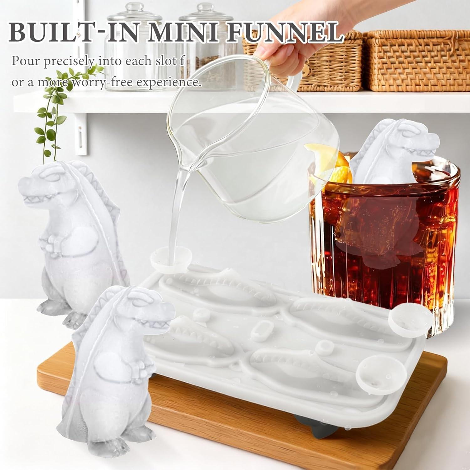 Dinosaur Ice Cube Tray, Silicone Ice Trays for Freezer, Easy Release BPA Free Mold with Lid, Perfect for Oxo Whiskey Cocktail Drinks