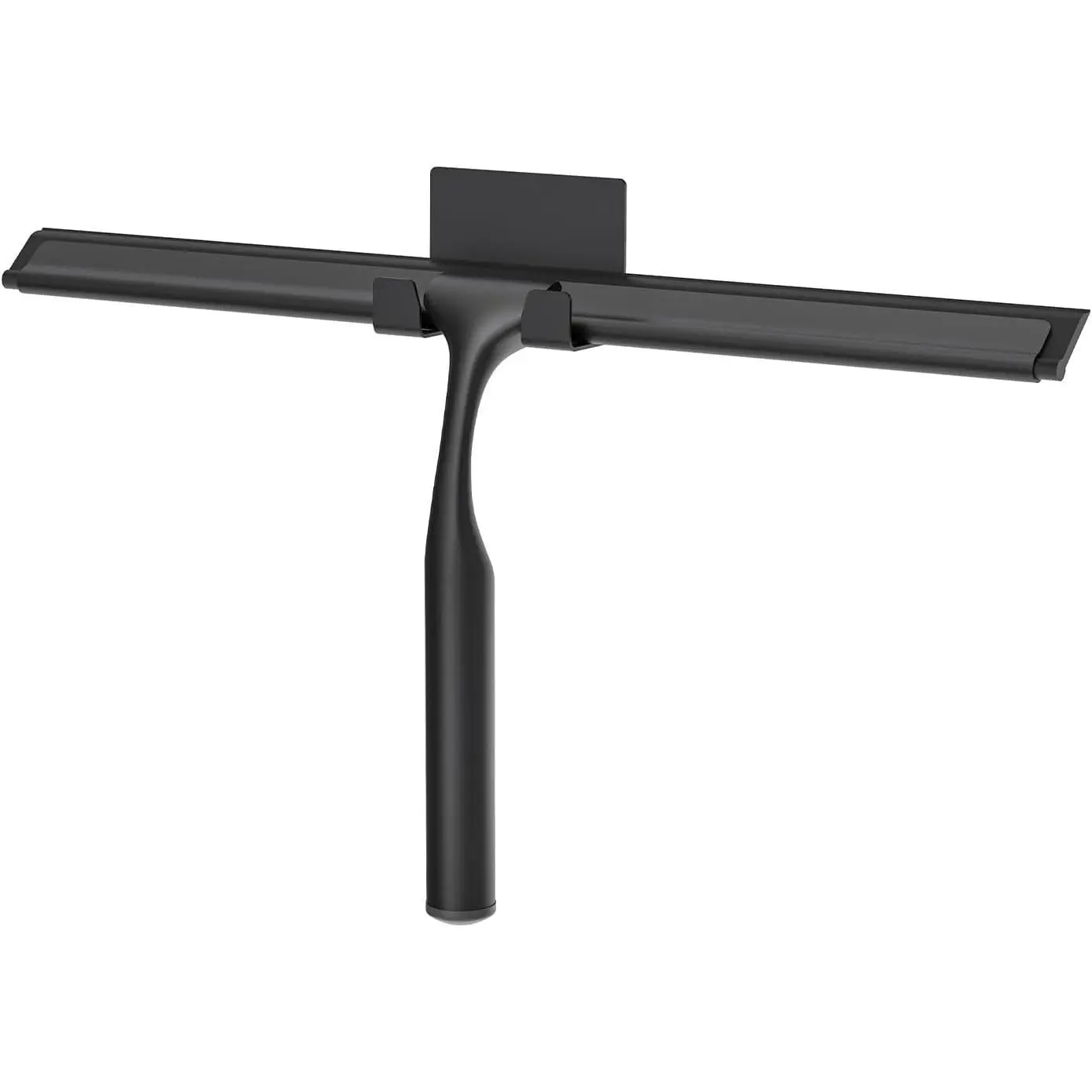 Shower Squeegee for Glass Doors, Shower Squeegee for Tile Shower Walls, Stainless Steel Squeegee for Bathroom, Windows and Mirrors with Storage Hook-12”, Black