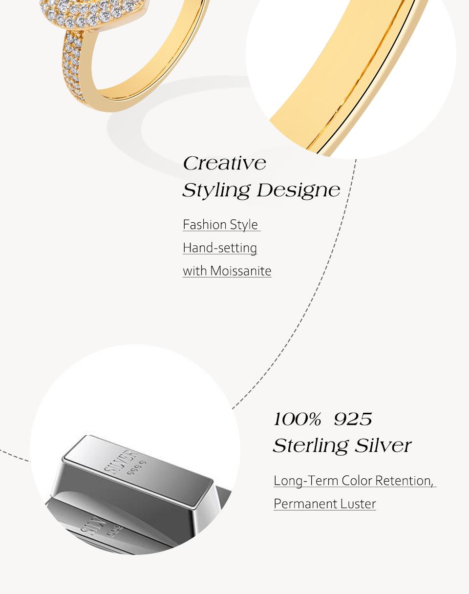 Heart Design Lab-Created Moissantie Ring for Women Fine Jewelry Shining Daily wear Mother's Day Gift R254 SpringStatements