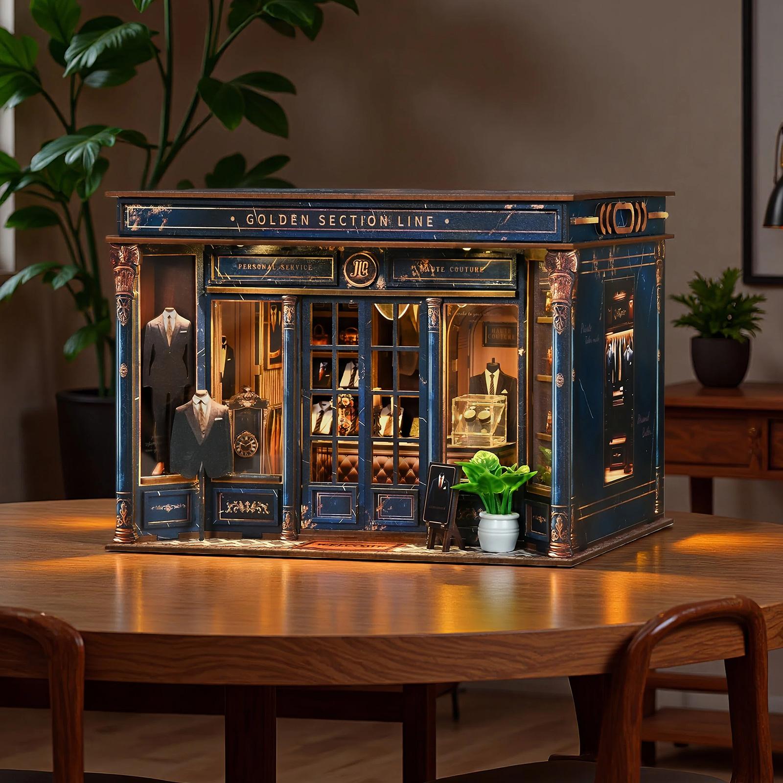 DIY Mini Book Corner Kit, 3D Wooden Puzzle House Model Set, Miniature Furniture, Desktop Decoration, Handmade Craft, Perfect Gift for Adults & Teens