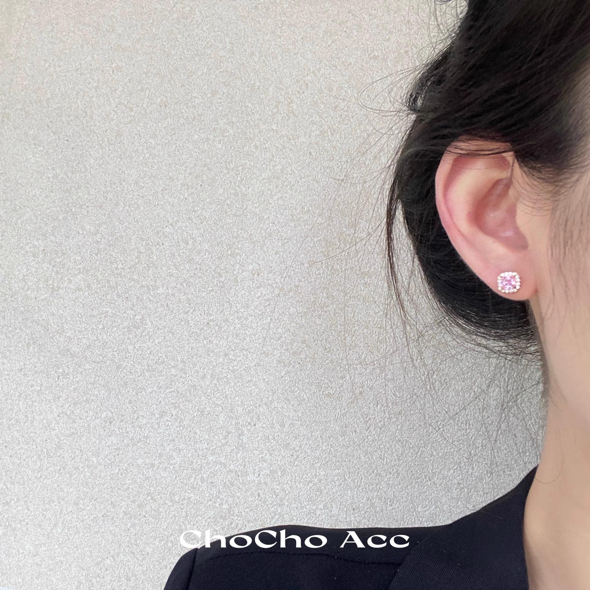 S925 silver needle earrings, no need to remove when sleeping, exquisite and compact sugar cube design, unique and sophisticated, versatile earrings, a gift for women