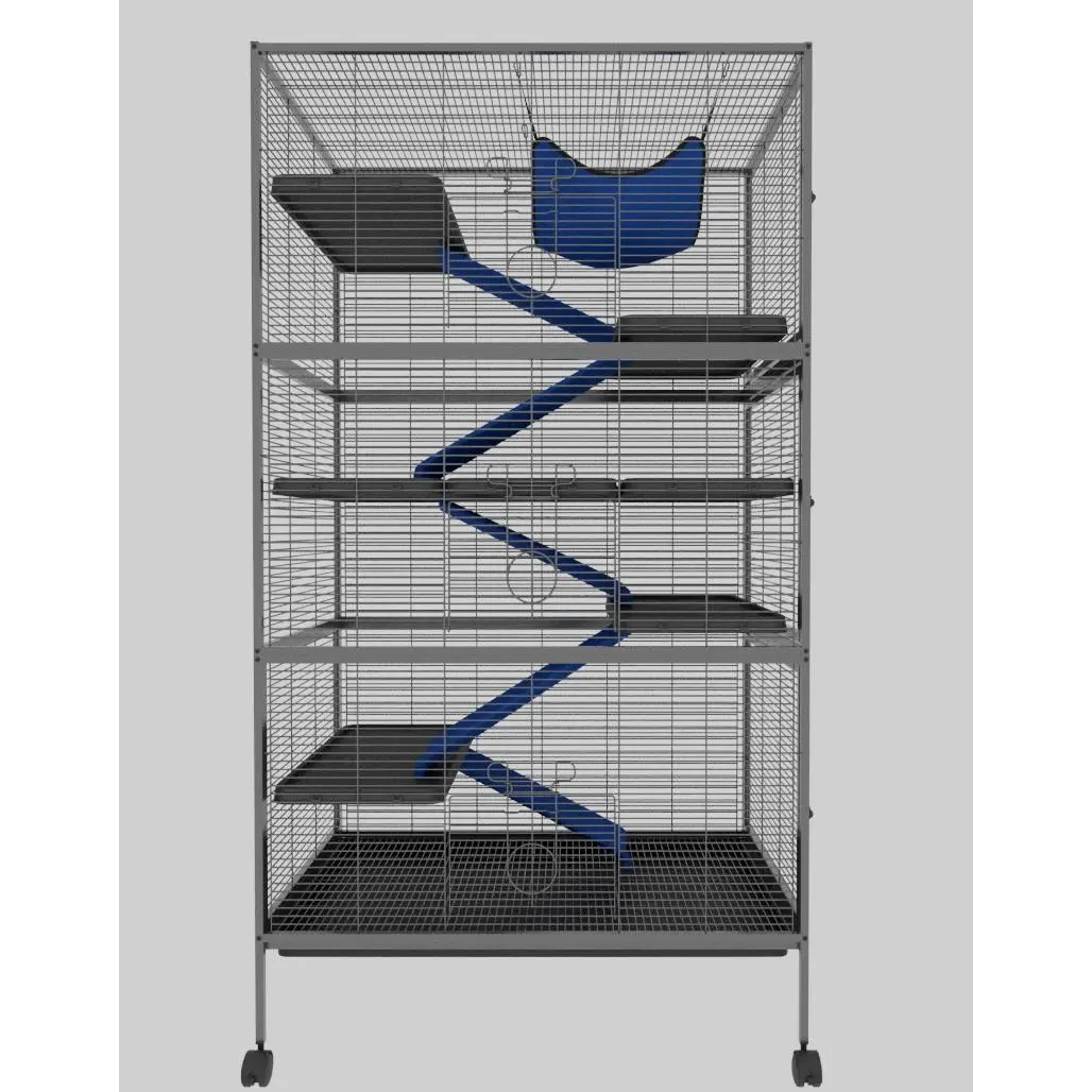 Large Ferret Cage, Critter Nation Cage for Chinchillas, Sugar Gliders, Rabbits, 6-Level Platforms with Flannel Ramps, Removable Tray & Hammock