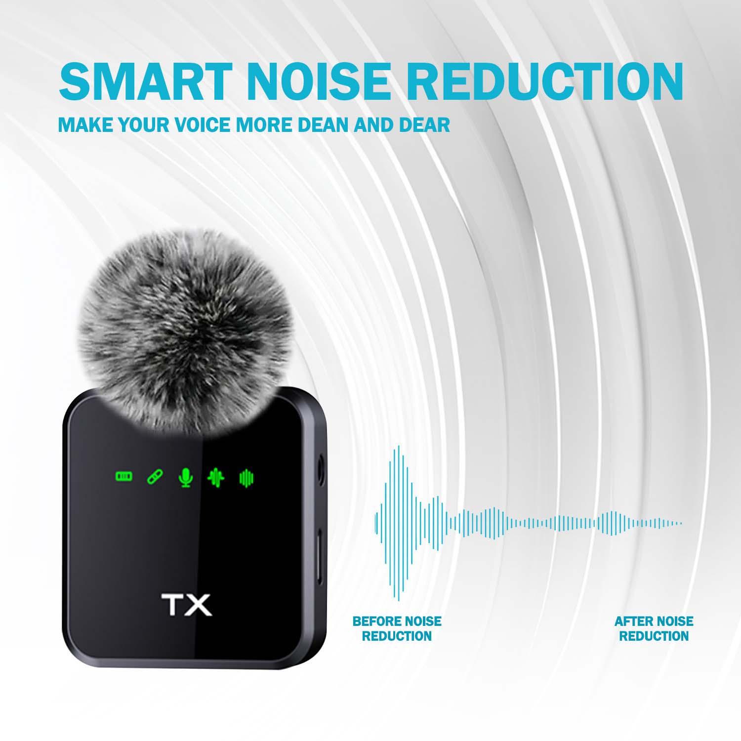 Wireless Lapel Lavalier Microphone for iOS/android/camera, Noise Reduction Rechargeable Battery, Ideal for Video Recording Podcasts Vlogs Live Streaming