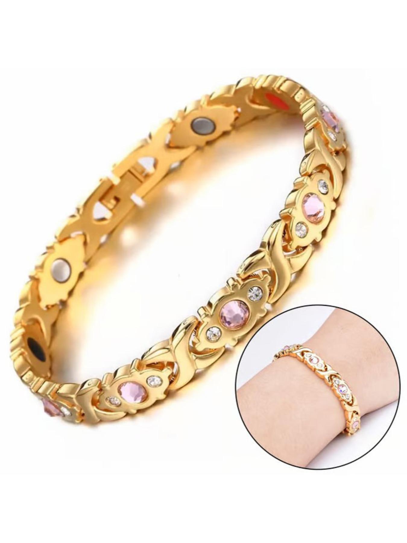 The gift for mom, energy magnet bracelet, eco-friendly alloy, adjustable ladies' wristband, magnetic bracelet, charming stainless steel bracelet, magnetic chain, pink crystal bracelet, Mother's Day gift