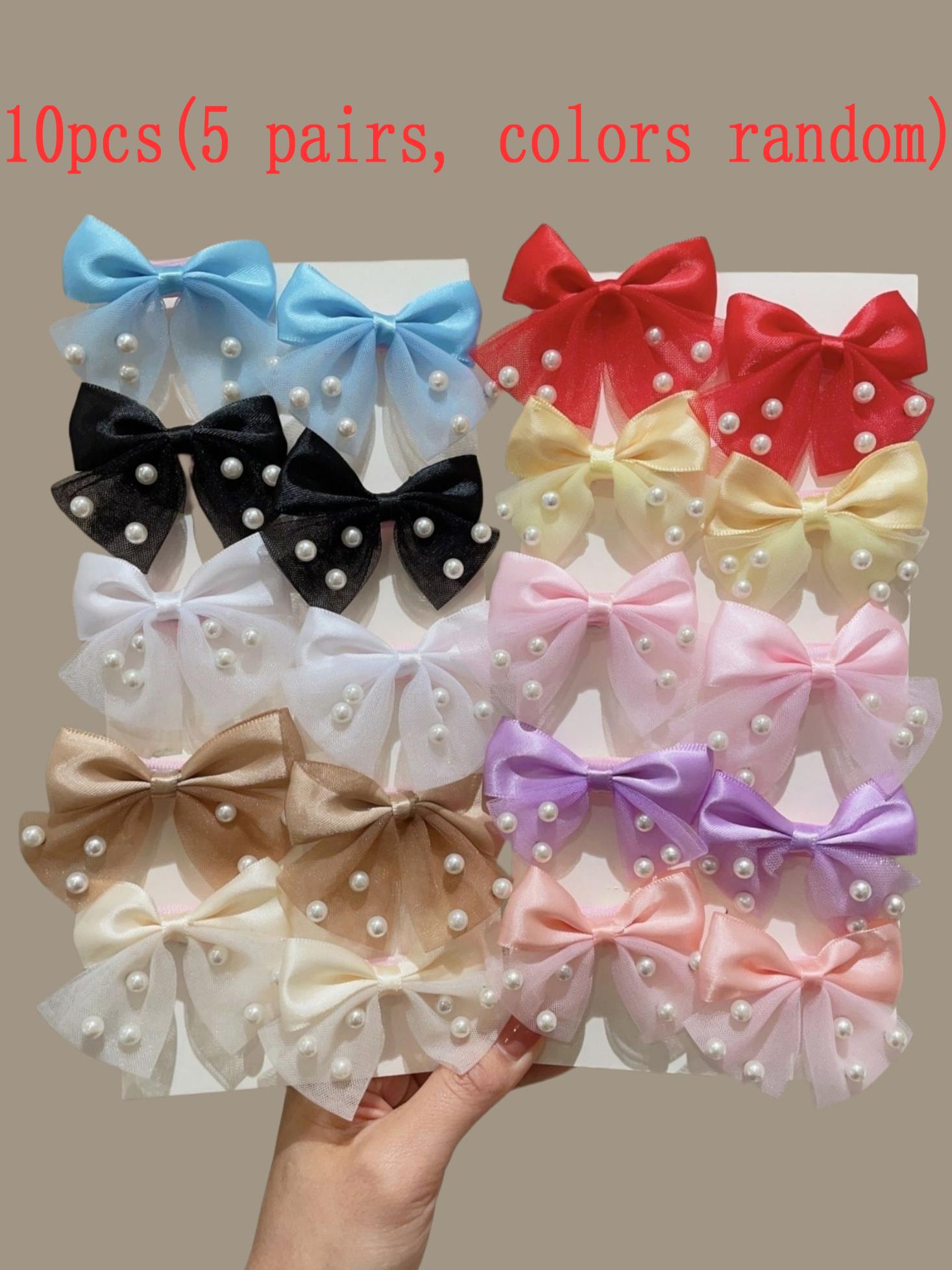 10pcs Cute Pearl Bow Hair Clips Set, Hair Pin Set, Elegant Mesh Butterfly Knot Hair Accessories, Perfect Girls & Women, Fall Winter Fashion