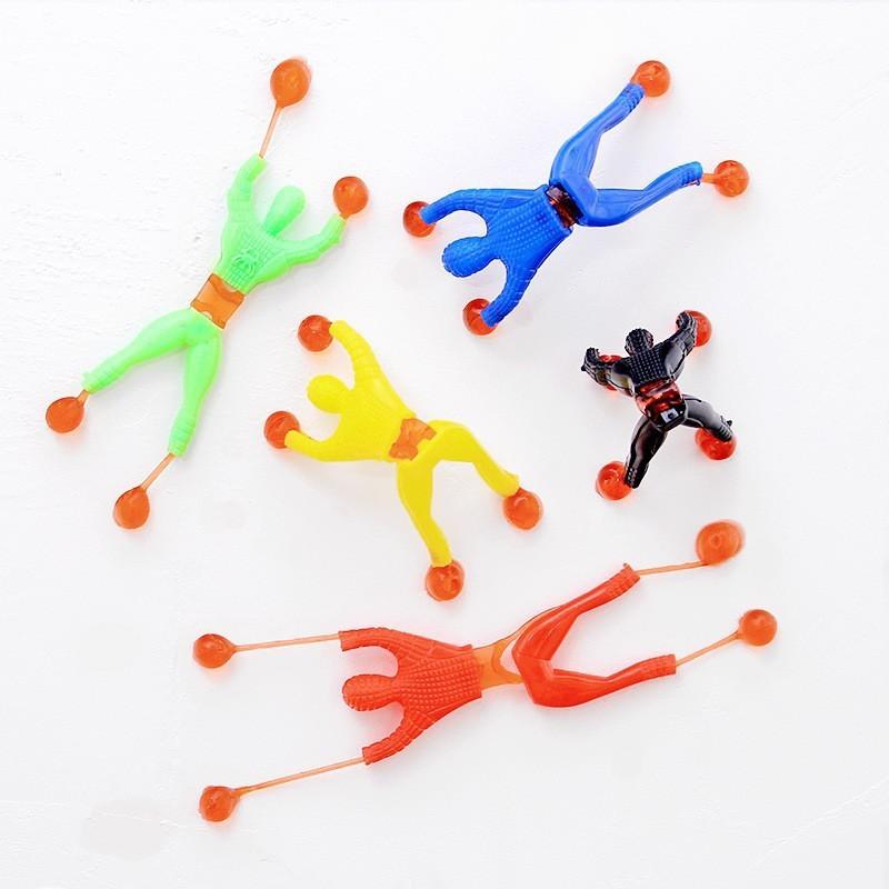 10pcs Random Color Elastic Palm Soft Gel Stress Relief Sticky Hands Spider Web Wall Climbing Spiderman Toy for Kids