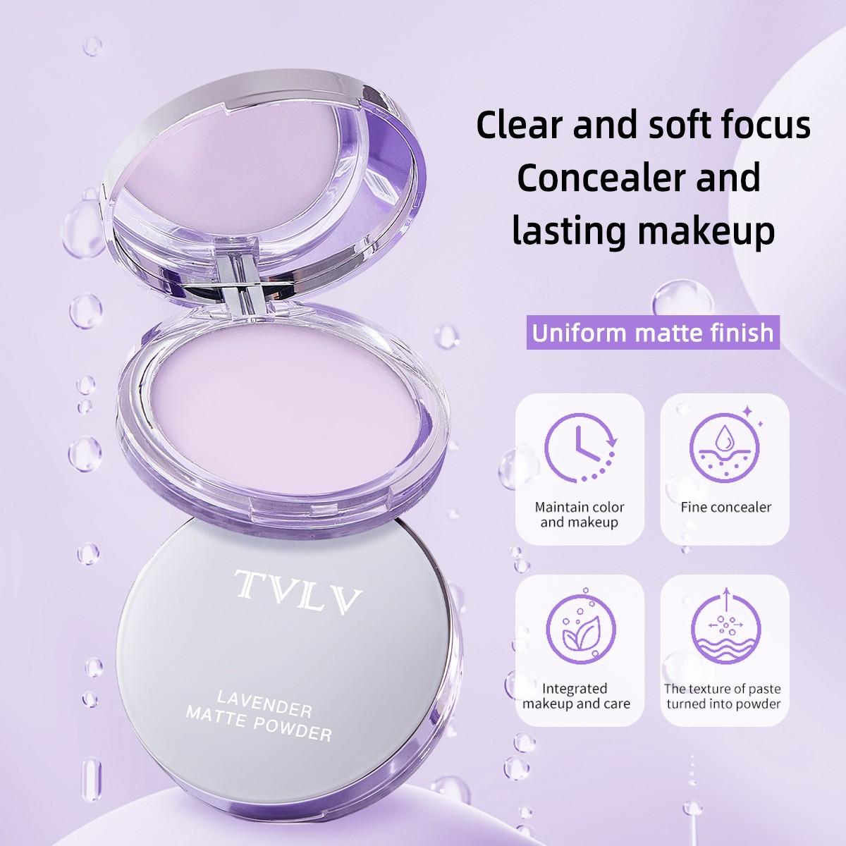 Lavender set makeup powder, light mist, invisible pores, oil control, non sticking powder, waterproof, durable concealer, set makeup powder, suitable for daily use, party use