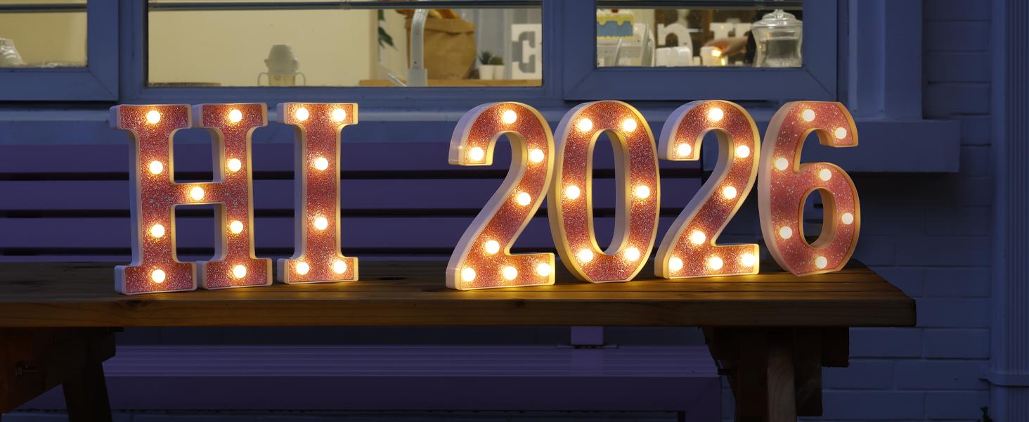 LED Letter Lights Pink Glitter Marquee Letters Light Up Alphabet Letters Sign Battery Powered for Home Party Decoration Night Bar Wedding Birthday Christmas Lamp Girls Gift - Letter A