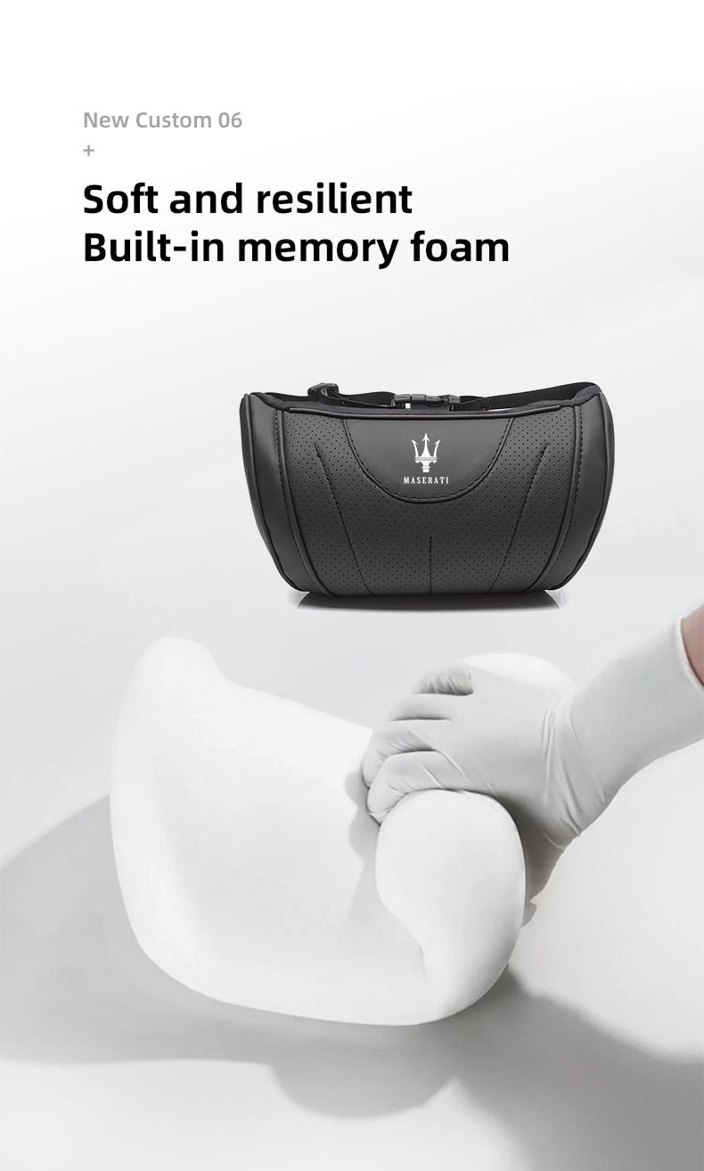 Car Headrest Neck Support Seat Lumbar Cushion Neck Pillow For Maserati Quattroporte GranTurismo MC20 Levante Ghibli Grecale President GranCabrio Coupe Spyder
