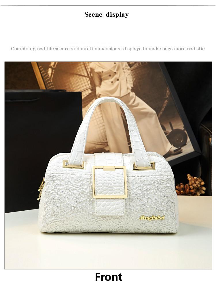 2026 New Bordeaux Boston Bag, Lace Crocodile Texture Embossed Pillow Bag, Luxury Handbag for Women, Crossbody Shoulder Bag