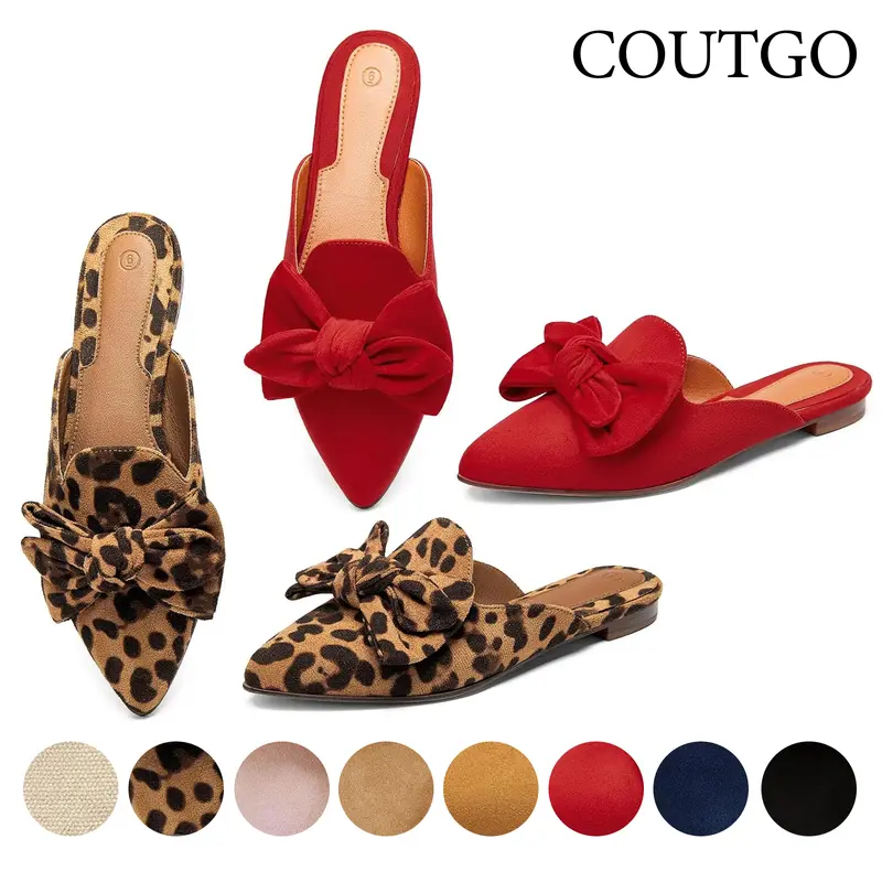 Coutgo Women's Pointed Toe Mules - Slip-On Comfortable Casual Clogs, Half Slipper Footwear, Office Shoes for Party & Shopping