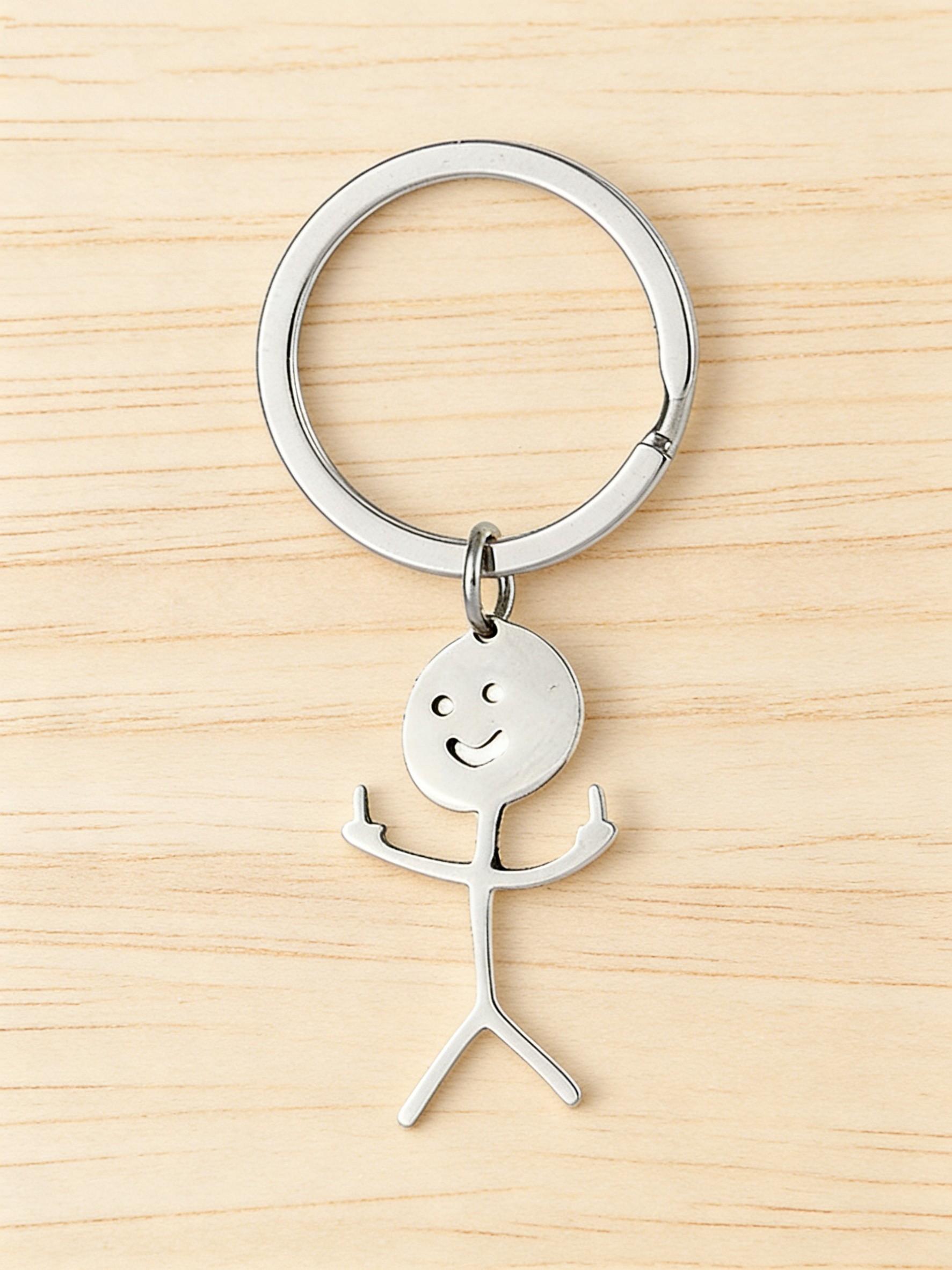 Cartoon Figure Shaped Keychain for Men & Women, Stainless Steel Keychain, Metal Key Chain, Cute Key Ring