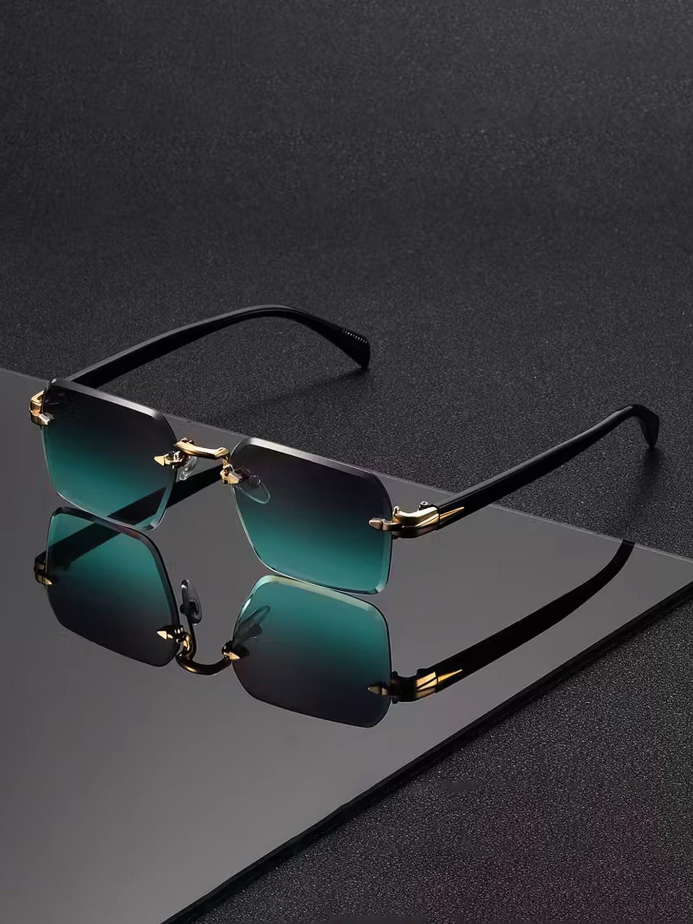 Unisex Yk2 Style Decorative Glasses, Frameless Design, Retro Casual Fashion, Suitable for Daily Wear & Playtime, Includes Cleaning Cloth