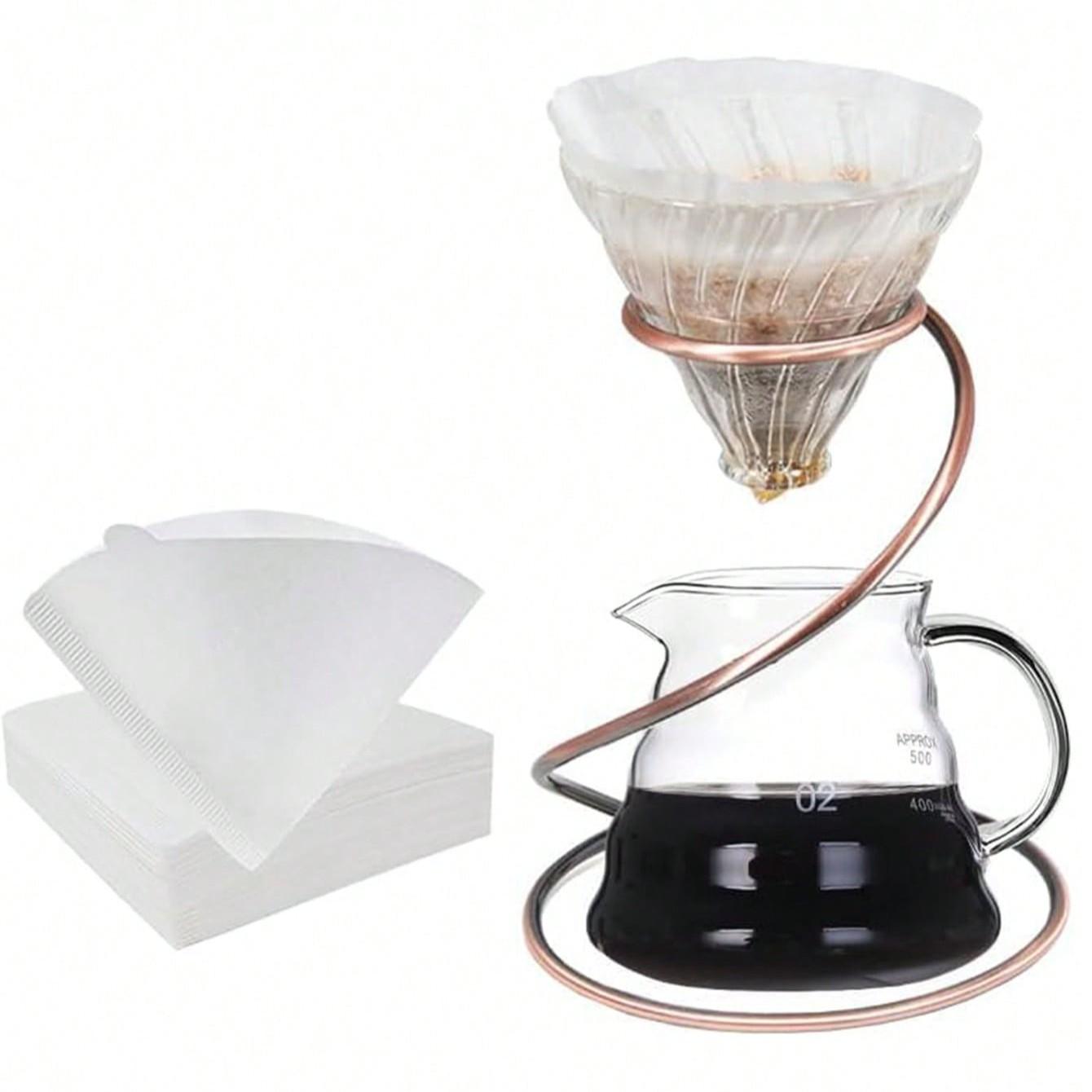 50 Pcs Coffee Filters, Conical Paper Filters, Easy to Use, Upgraded Design, V02 Size, V-Type Pour over Coffee Filters, Compatible with Drip Coffee Makers