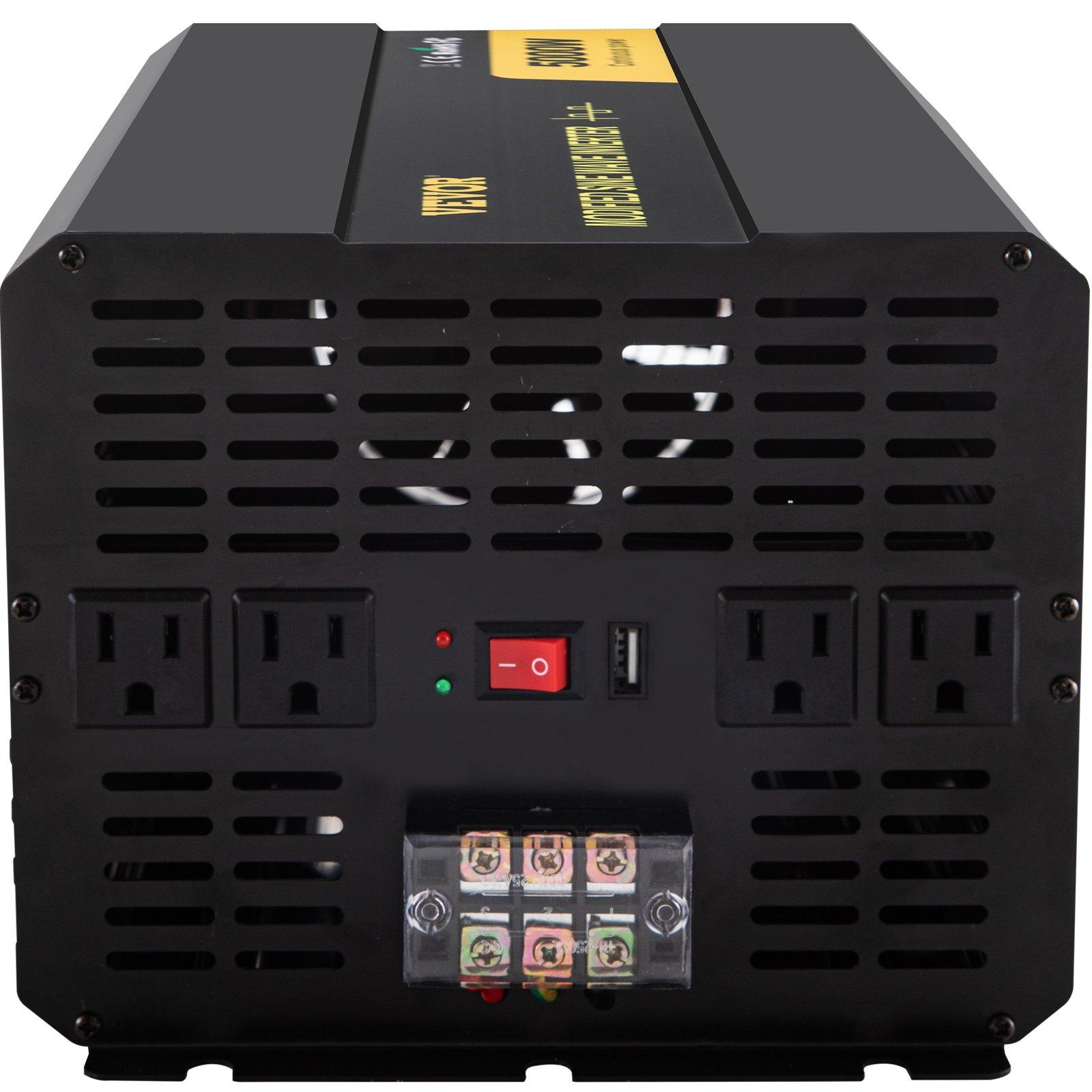 VEVOR 5000W Output Modified Sine Wave Power Inverter, DC 12V to AC 120V Car Converter with LCD Display, Remote Control, LED Indicator, AC Outlets for Car/Boat/RV Emergency Power