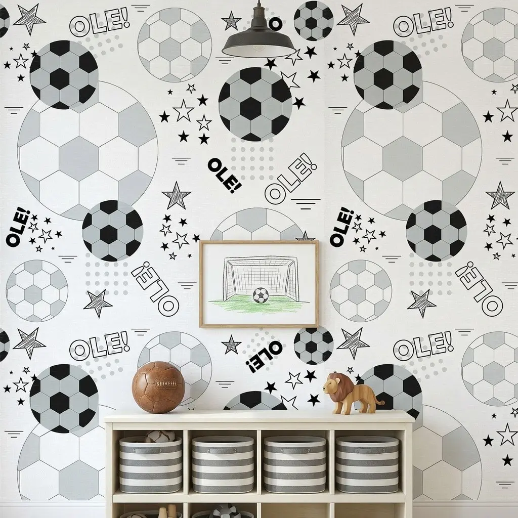 Self-Adhesive Football Theme Wallpaper Roll, Waterproof Fade-Resistant, Easy Cut, No Residue, Ideal for Living Room, Bedroom, Gaming Room, Interior Walls Decor, DIY Wallpapers